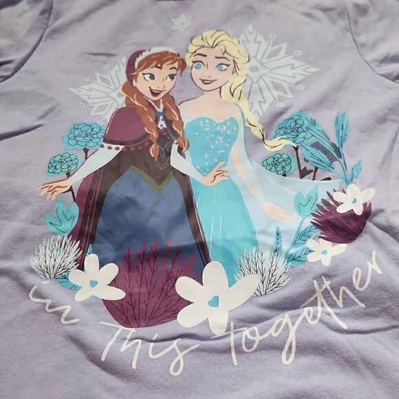 Disney Frozen Girls Size 5 Purple Short Sleeve Shirt - Picture 4 of 4